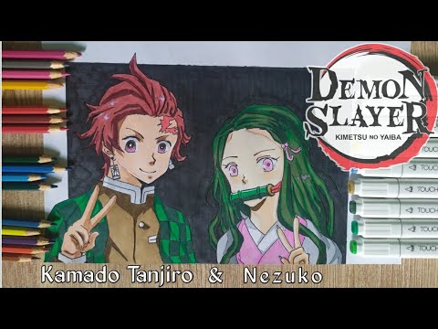 MENGGAMBAR TANJIRO dan NEZUKO |DEMON SLAYER(kimetsu no yaiba)