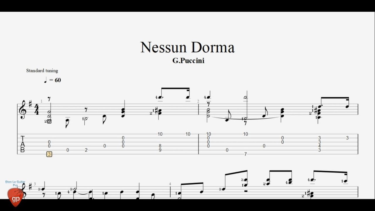 Nessun Dorma by Giacomo Puccini - Guitar Pro Tab