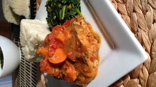 Tilapia curry, Ugali and Sukuma Wiki
