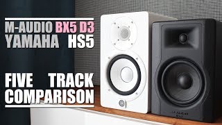 Video thumbnail for M-Audio BX5 D3 vs Yamaha HS5  ||  5 Track Comparison by DSAUDIO.review