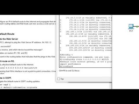 Packet Tracer 2.5.3 - Propagate a Default Route in OSPFv2 (NET 225)