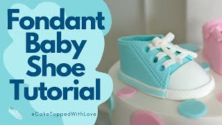 How to Make FONDANT Baby SHOES | How to make baby CONVERSE shoes | BABY shoe Tutorial with TEMPLATE