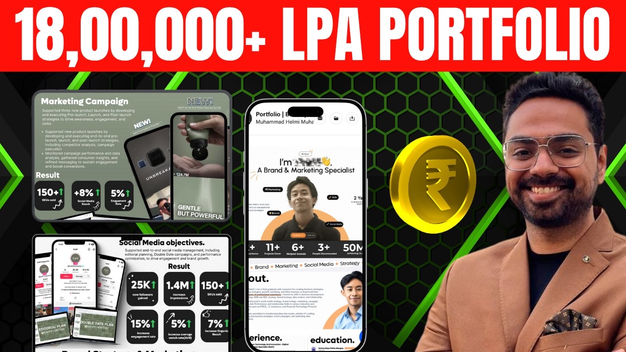 This Digital Marketing PORTFOLIO Template Lands 18LPA Job (Real Example)