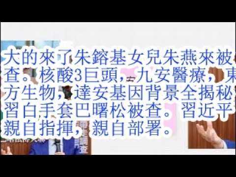 大的来了朱镕基女儿朱燕来被查。核酸3巨头，九安医疗，东方生物，达安基因背景全揭秘。习白手套巴曙松被查。习近平亲自指挥，亲自部署。