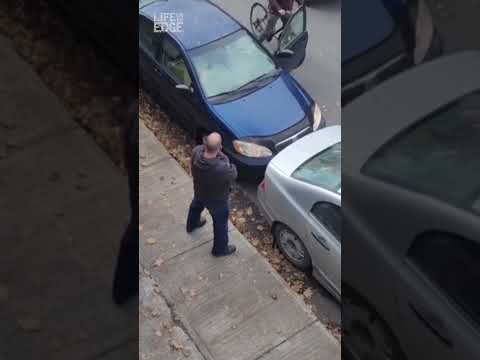 Cyclist crashes into car door #fail #ouch #shorts