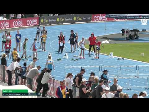 Boys U12 80m Hurdles Timed Final 3: 2022/23 State Track and Field Championships