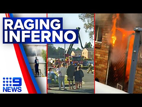 Dozens left homeless as firefighters rush to fight unit blaze in NSW | 9 News Australia