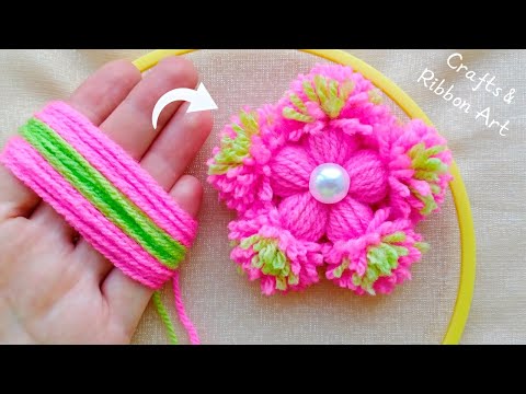 💖🌟 Superb Woolen Flower Craft Idea with Fingers - You will Love It !! DIY Amazing Woolen Flowers