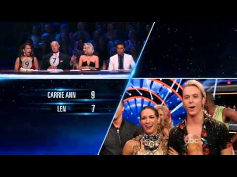 Derek Hough's reaction to the perfomance of Riker & Allison