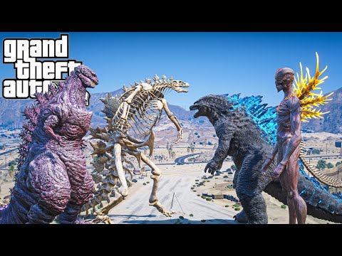 Shin Godzilla, Skeleton Godzilla vs Shin Godzilla 5th, Godzilla Prime - The First Battle ( GTA Mod )