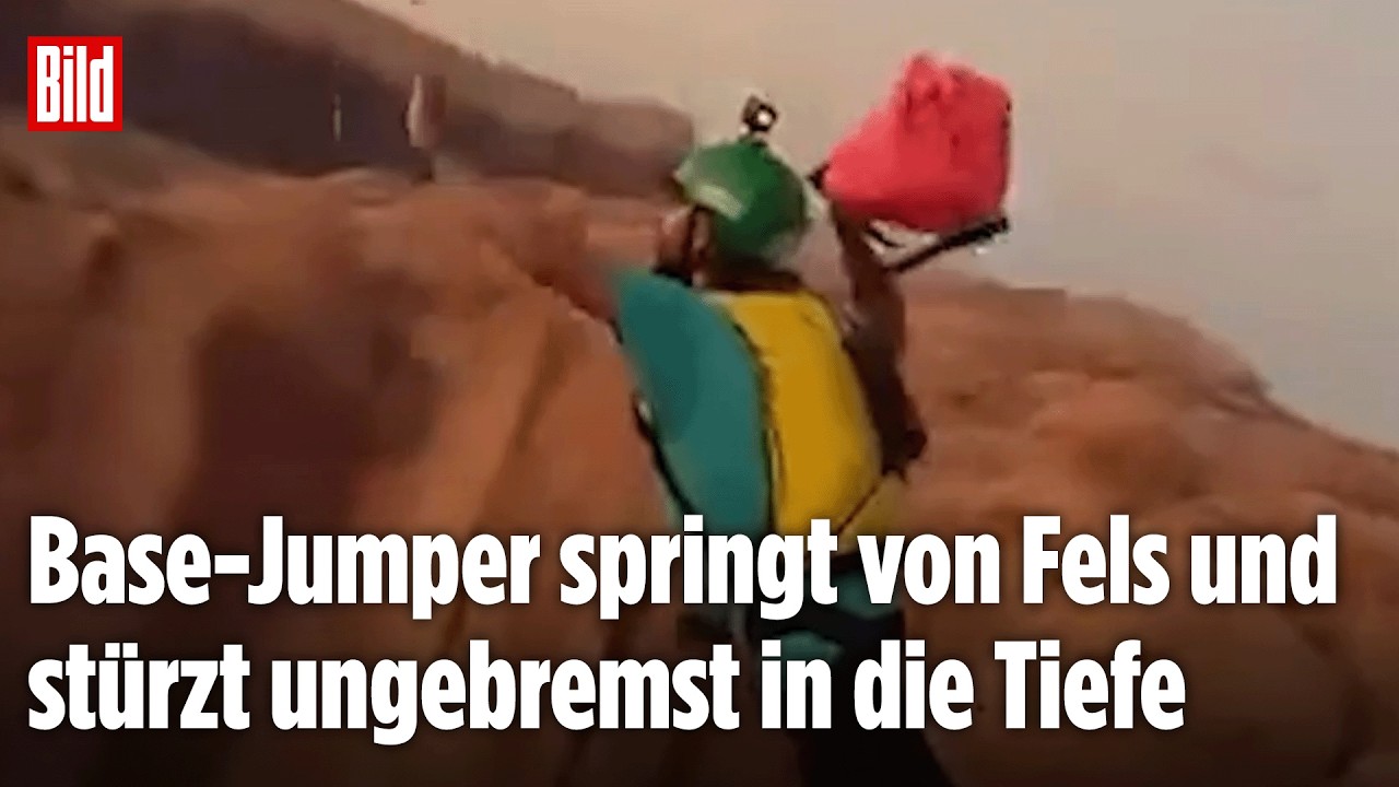 Horror-Crash beim Base-Jumping: Sportler schrammt Felswand runter