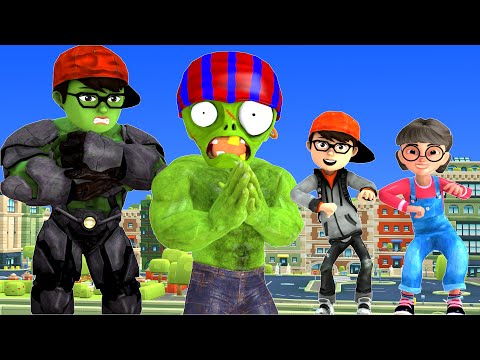 Fat Boy Blue Red Nick Nick Become NickHulk Protect City Vs Giant Zombie - Scary Teacher 3D Fun