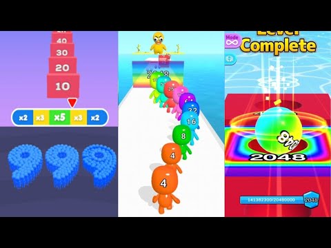 Ball Run 2048 vs Tall Man Runner 2048 vs Number Crowd 3D Satisfying all levels gameplay walkthrough