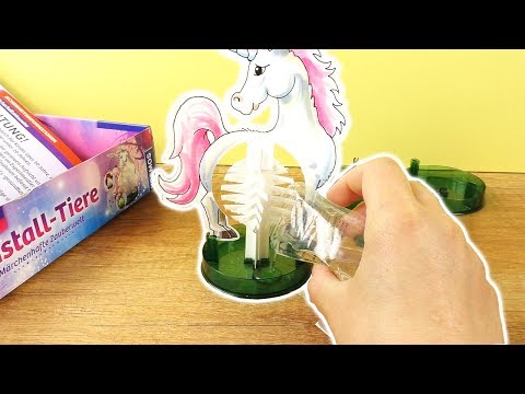 Kosmos Kristall Einhorn 🦄 Experimentier Kasten 🦄 Tolle Kristall Tiere als Zimmer Deko selber machen