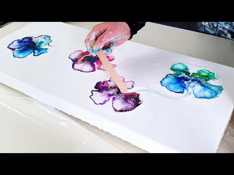NEW!! The FLOWER STRING - Acrylic Pour Painting - Fluid Art Bloom Technique
