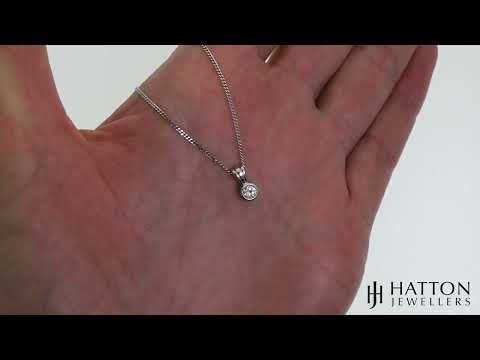 18ct White Gold 0.15ct Rubover Set Diamond Pendant