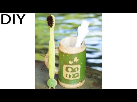 [primitive technology] Making toothbrush with bamboo~ #DIY