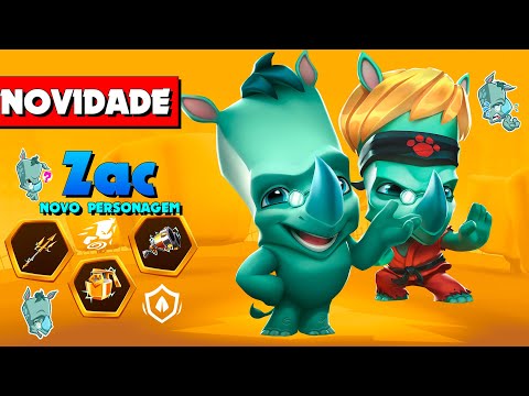 Zac "RINOCERONTE" NOVO PERSONAGEM CHEGOU ZOOBA: Jogo de Batalha Animal
