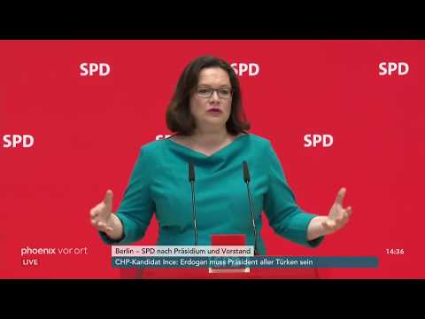 Pressestatement von Andrea Nahles nach Parteivorstandssitzung vom 25.06.2018