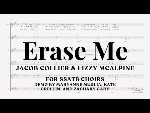 "erase me" for SSATB choirs arranged by MaryAnne Muglia