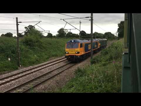 GBRf Class 92s 92028 + 92023 on 0Z92 Crewe H.S. - Carlisle test run at Acton Bridge on 23-06-2017