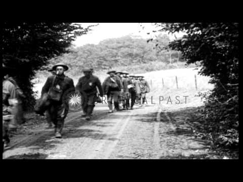 US 39th Infantry wounded treated at an aid station in France during World War I. HD Stock Footage