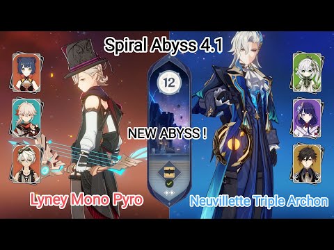 C0 Lyney Mono Pyro & C0 Neuvillette 3 Archon - NEW Spiral Abyss 4.1 - Floor 12 9 star Genshin Impact