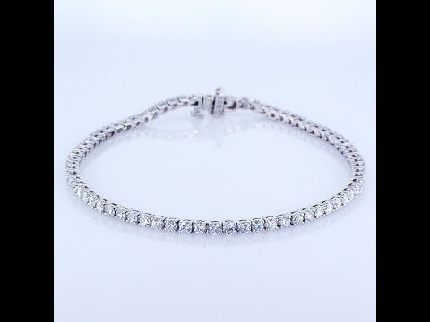 14KT WHITE GOLD 3.05CT ROUND CUT LAB GROWN DIAMOND TENNIS BRACELET