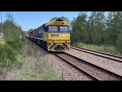 Pacific National NR2, NR74 (Ghan) & NR23 with 2MB4 at Mindaribba - 7/2/23