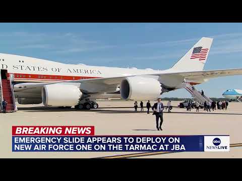Inflatable slide deploys on Qatari-gifted Air Force One ahead of Trump's Dallas trip