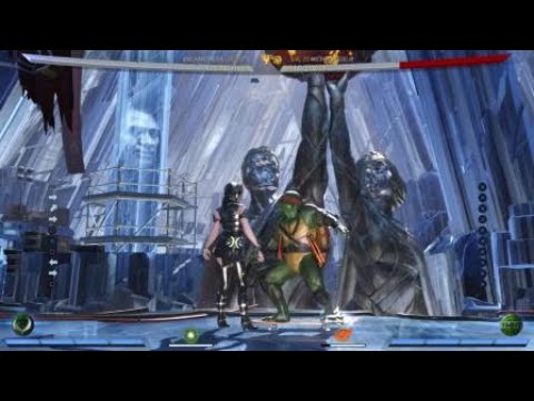 Injustice 2: Enchantress 4 Fehu spells vs stuck Michelangelo (544 meterless damage)