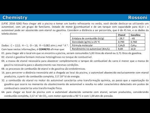 UFSC 2016 Q36 - Combustão do etanol e da gasolina