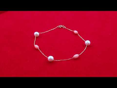 Teleios Luxe 18K Gold Rice Corals & Pearls Beaded Bracelet  - TL0000243