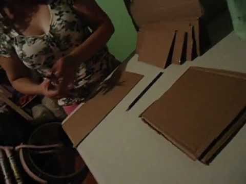 Caixa feita de papelão revestida com tecido parte 1