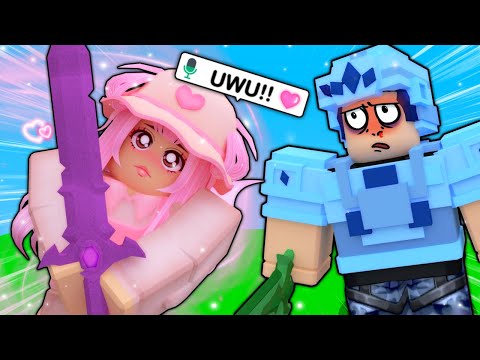 I Used a VOICE CHANGER to Sound like a ANIME E-GIRL (Roblox Bedwars)