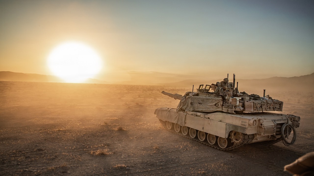 United States Army Firing the M1A2 Abrams Tank near Boleslawiec, Poland at a Gunnery Range