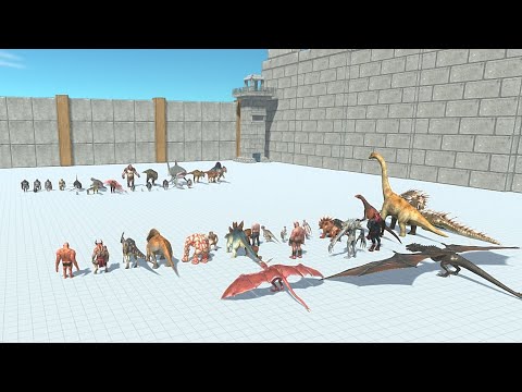 Aquatic with Mutant  & C.Dino vs Fantasy with Infernal & H.Dino - Animal Revolt Battle Simulator
