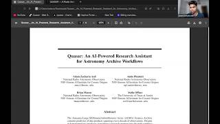 Quasar: An AI Powered Research Assistant for Astronomy Archive Workflo