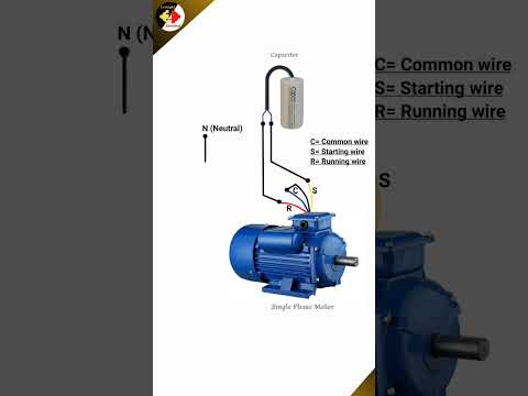 Single Phase Motor Connection | 4 Wired Motor Wiring with Capacitor #shorts #youtubeshorts