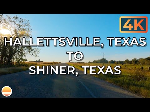 Hallettsville, Texas to Shiner, Texas. An UltraHD 4K Real Time Driving Tour.