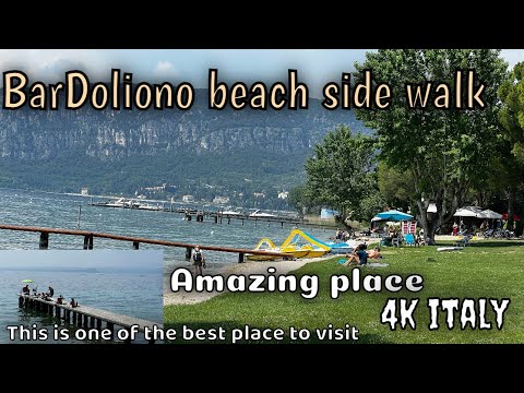 Bardolino,  | travel to Bardolino | 4k Walking , topless beach , Verona italy