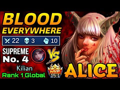 Blood is Everywhere! 22 Kills Alice Vs Supreme No.4 Natalia - Top 1 Global Alice by Kilian - MLBB