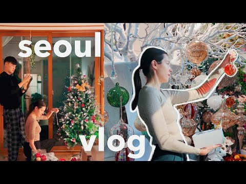 Vlog de Seul 🇰🇷 Não consigo nem ficar bravo com ele por isso 😑 Decoração de Natal, comida de loja de departamentos coreana