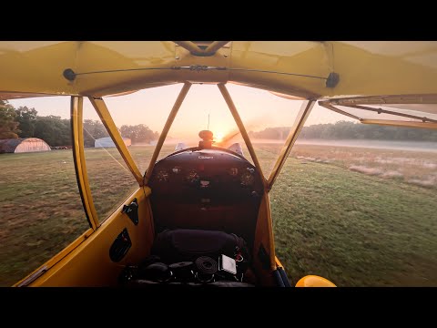 Golden Hour Bliss: Flying the Piper J3 Cub - A Heavenly Experience