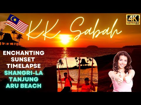 4K Amazing Breathtaking Timelapse Sunset Tanjung Aru Shangri-La Beach Resort Kota Kinabalu Sabah