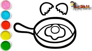 🍳 Fried Egg Drawing & Coloring 🖍️ | Easy Art for Kids & Toddlers