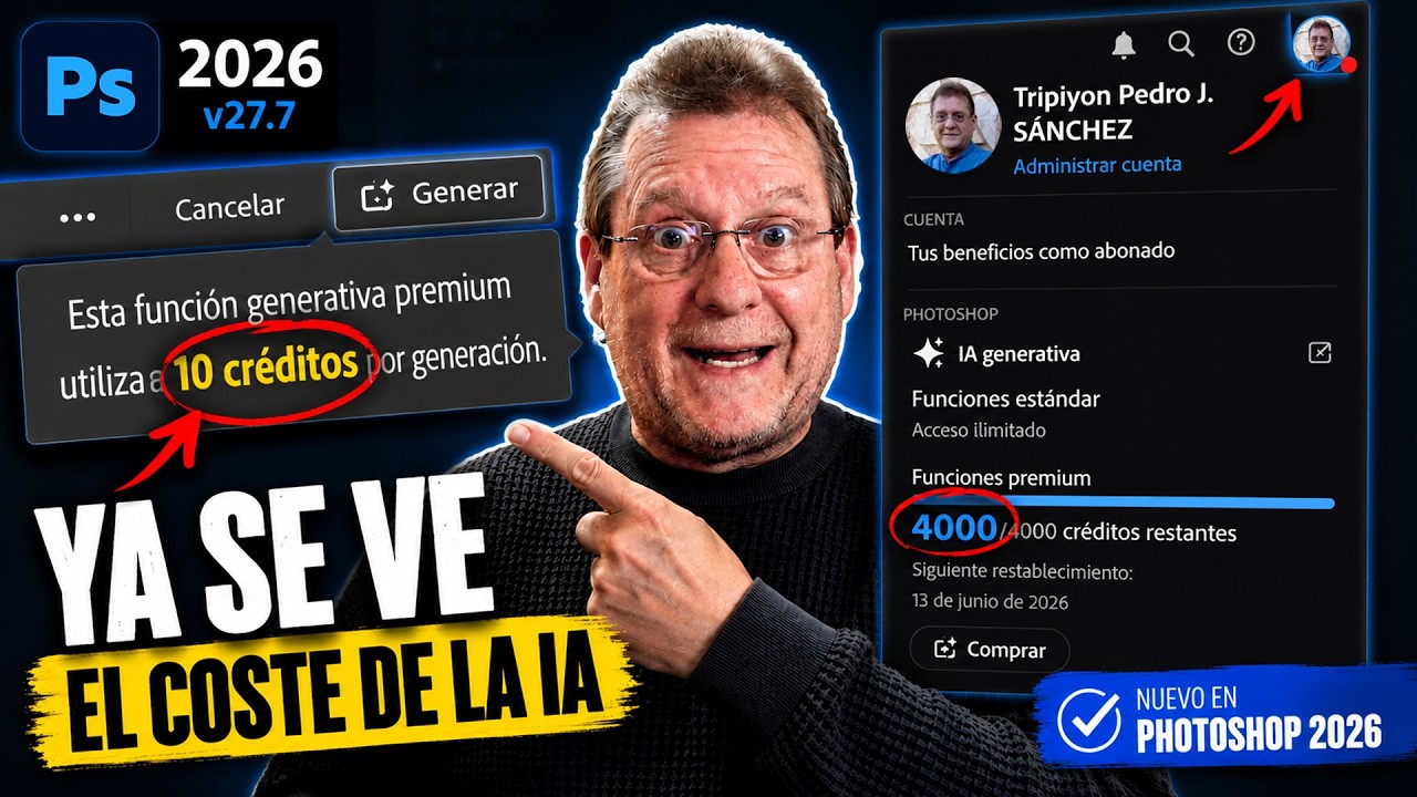 🤯 ¡POR FIN! Photoshop revela cuánto CUESTA la IA antes de GENERAR 🚀