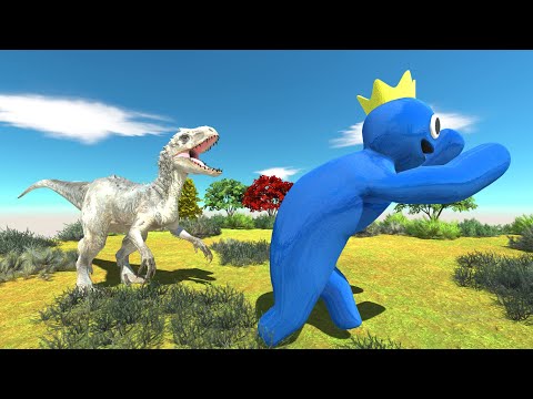 Indominus Rex vs Rainbow Friends Blue OASIS DEATH RUN - Animal Revolt Battle Simulator