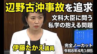 【国民民主党】辺野古沖事故を文科省に問う【伊藤たかえ議員】