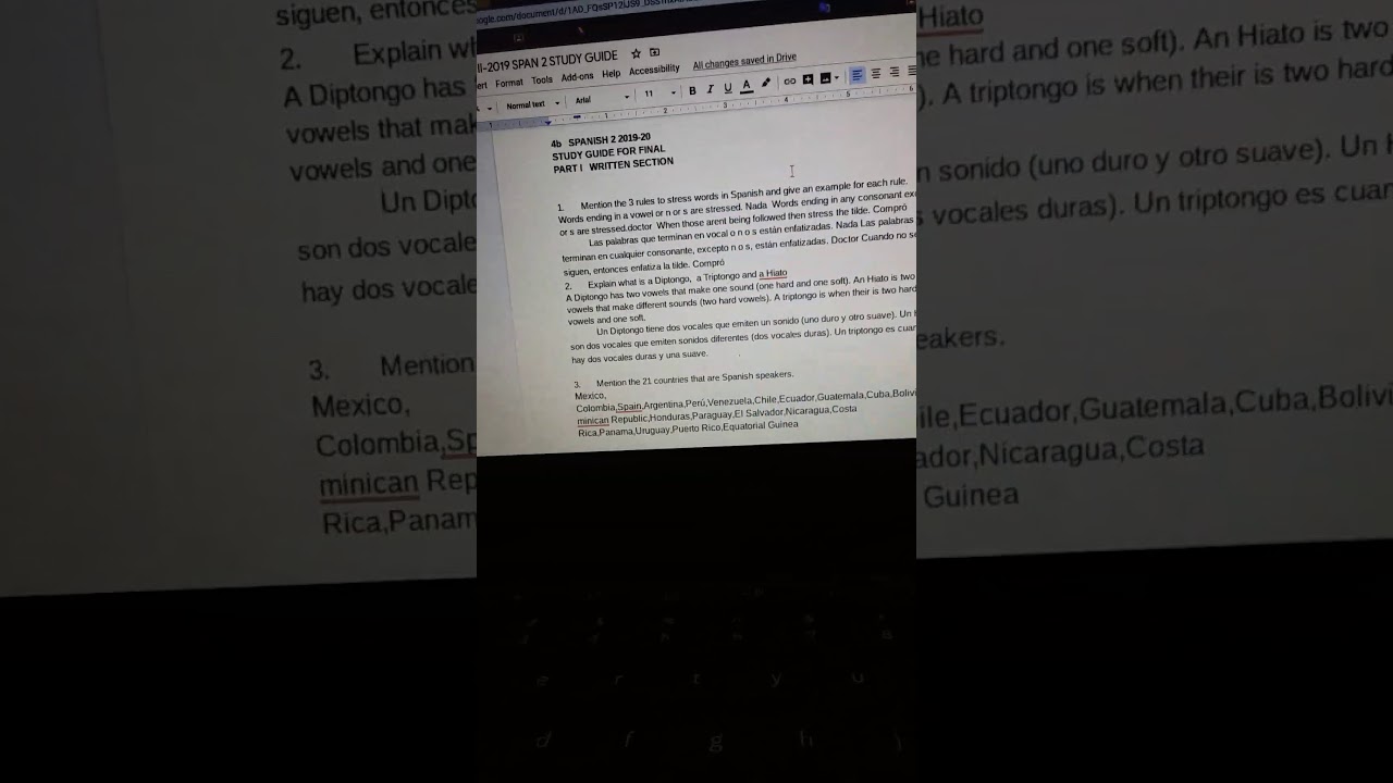 Spanish 2 final study guide